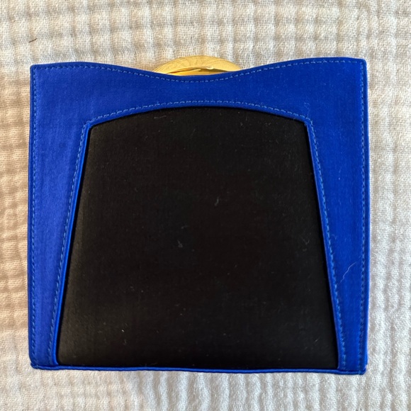 ESCADA - Indigo / Royal Blue Purse Clutch Handbag Crossbody - Gold Detail - Picture 10 of 14
